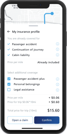 For each trip, the user will be able to add coverage