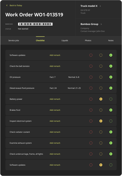 Work order checklist