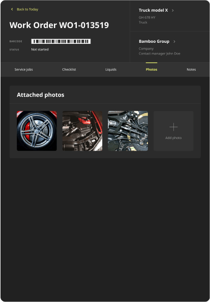 Work order photos attachment