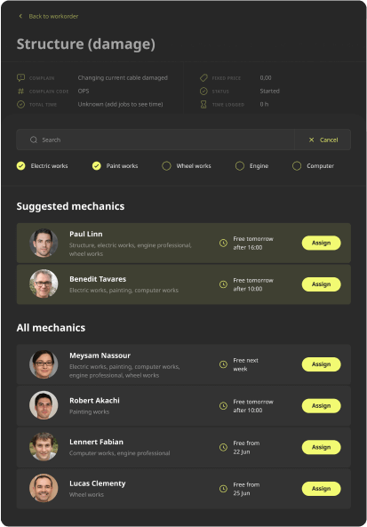 Work order assignment